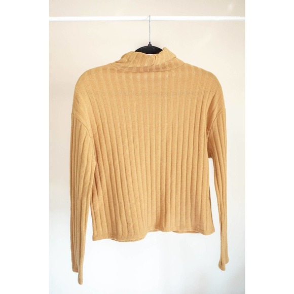 OLIVIA RAE Ribbed Knit Turtleneck Mustard Top Fall Sz Large - Picture 7 of 8
